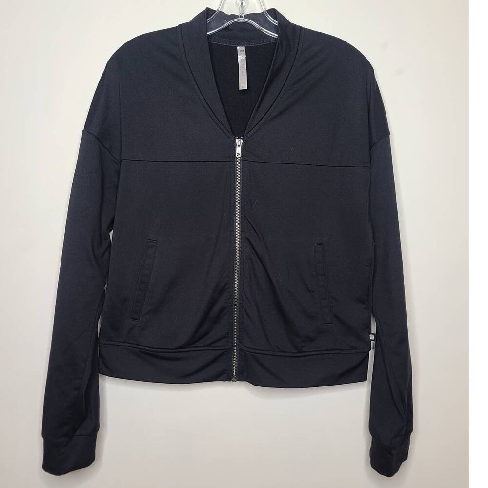 Fabletics black Attis cropped bomber jacket with pleated back - XS